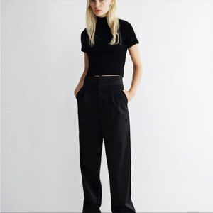 Zara High Neck Cropped Ribbed Top
